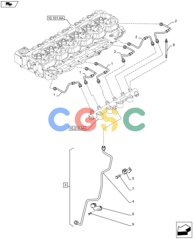 神钢零件查询(F4HFE613F B002) - ENGINE - 5801743987 - 47424030 (7/14-) (10.218.AI[01]) - INJECTOR FUEL LINES Kobelco