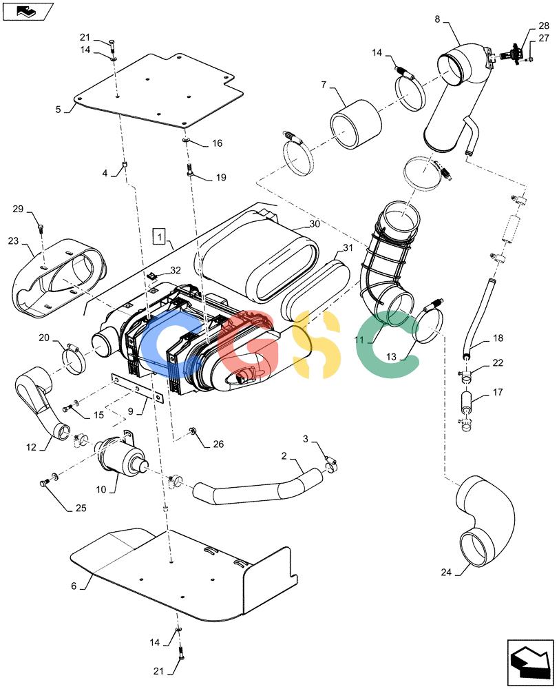 纽荷兰零件查询(D180C XLT) - CRAWLER DOZER - TIER 4A (12/13-) (10.202.AK[01]) - AIR INTAKE New Holland Constructuion