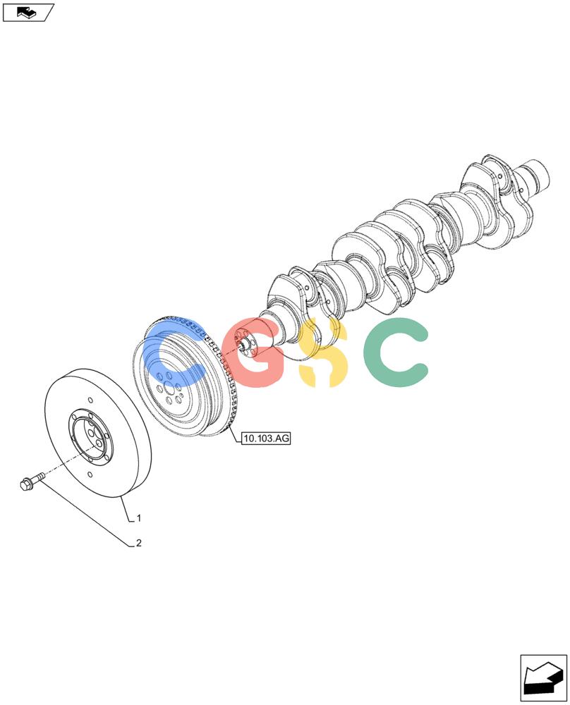 神钢零件查询(F4HFE613S B003) - ENGNE 5801751514 - 47538794 (8/13-) (10.110.AD) - CRANKSHAFT, DAMPER Kobelco