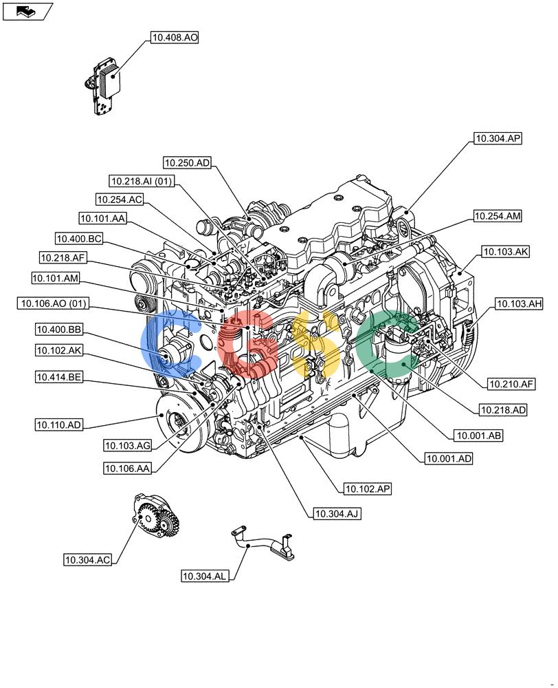 神钢零件查询(F4HFE613S B004) - ENGINE 5801751515 - 47538798 (8/13-) (10.000.00) - ENGINE, SECTION INDEX Kobelco