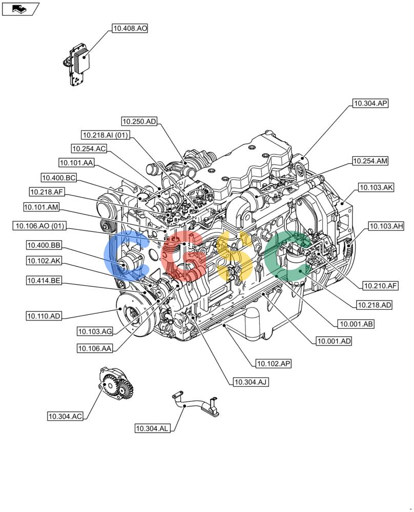 神钢零件查询(F4HFE613R B006) - ENGINE 5801751511 - 47538799 (8/13-) (10.000.00) - ENGINE, SECTION INDEX Kobelco