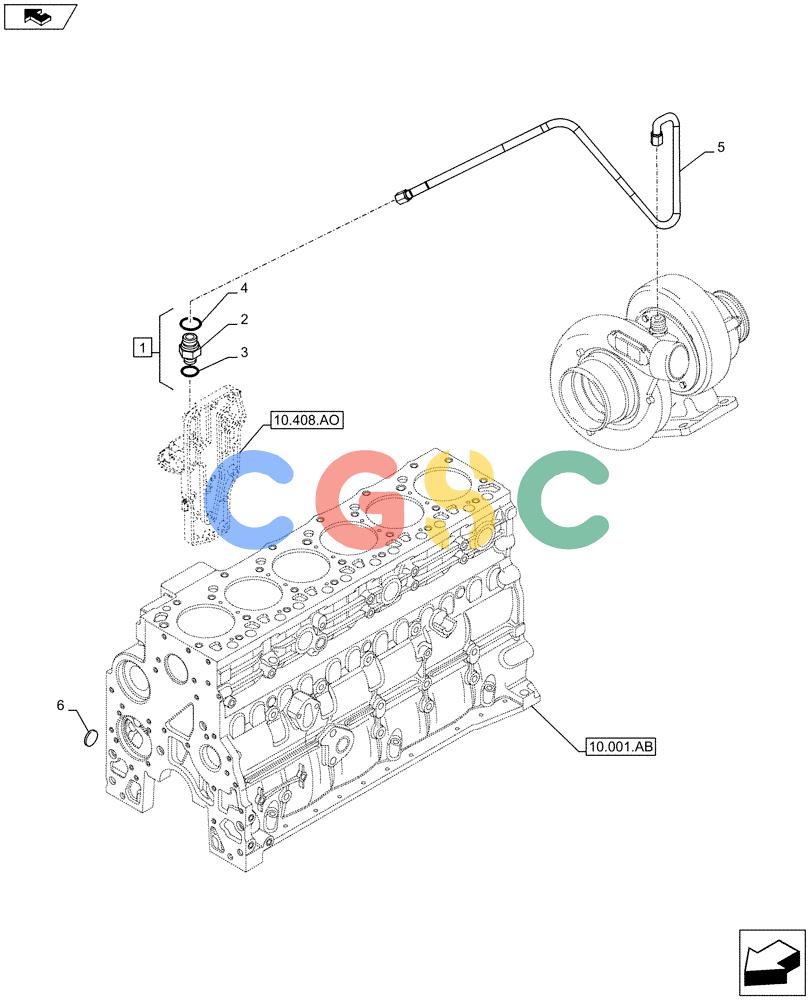 神钢零件查询(F4HFE613R B006) - ENGINE 5801751511 - 47538799 (8/13-) (10.250.AD) - TURBOCHARGER LUBE LINE Kobelco