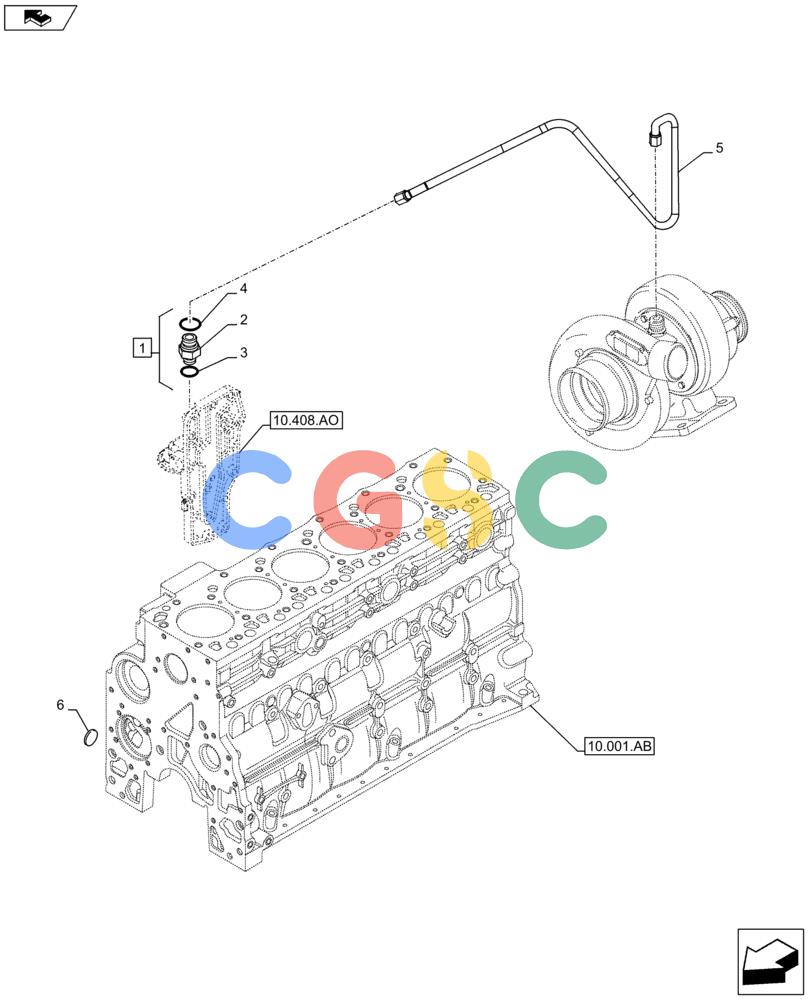 神钢零件查询(F4HFE613S B004) - ENGINE 5801751515 - 47538798 (8/13-) (10.250.AD) - TURBOCHARGER LUBE LINE Kobelco