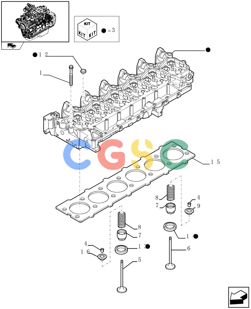 神钢零件查询(F4GE9684B J600) - ENGINE 504116859 - 87050849 (1/07-) (0.06.0) - CYLINDER HEAD (2852739) Kobelco