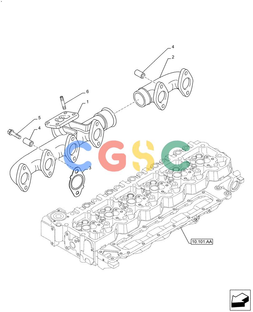 神钢零件查询(F4HFE613C B004) - ENGINE - 5801761363 - 47550882 (10/15-) (10.254.AC) - EXHAUST MANIFOLD Kobelco