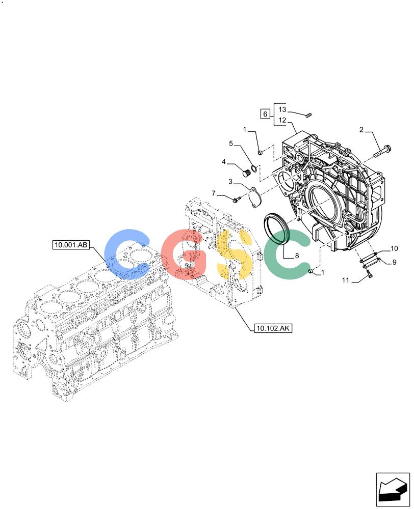 神钢零件查询(F4HFE613C B004) - ENGINE - 5801761363 - 47550882 (10/15-) (10.103.AK) - FLYWHEEL & HOUSING Kobelco
