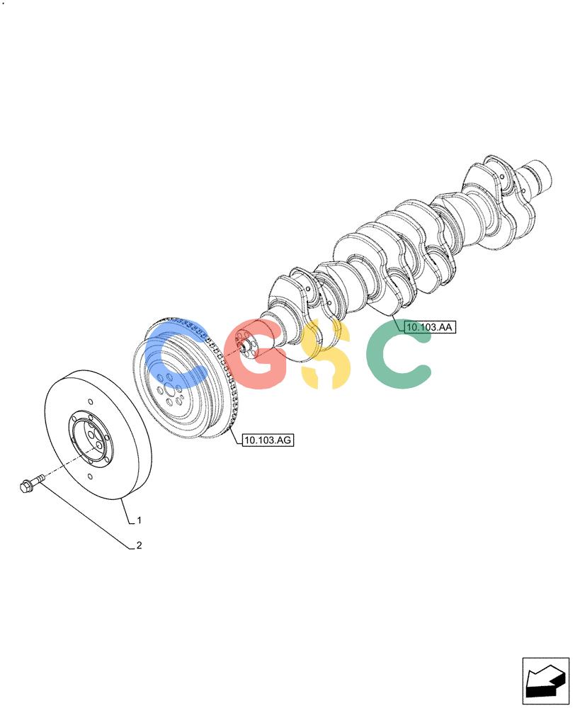 神钢零件查询(F4HFE613C B004) - ENGINE - 5801761363 - 47550882 (10/15-) (10.110.AD) - CRANKSHAFT, DAMPER Kobelco