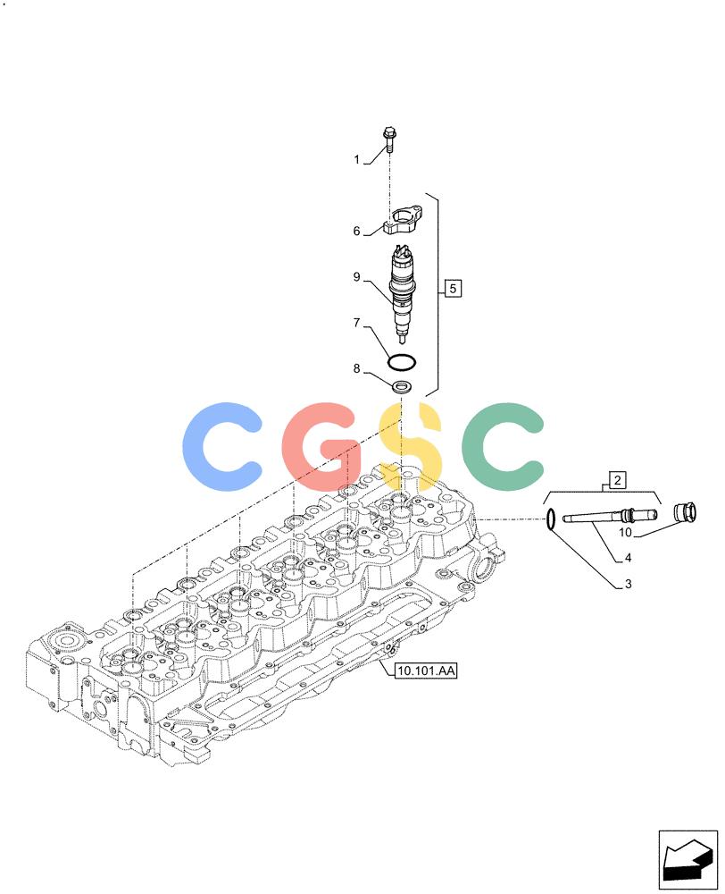 神钢零件查询(F4HFE613C B004) - ENGINE - 5801761363 - 47550882 (10/15-) (10.218.AF) - FUEL INJECTOR Kobelco