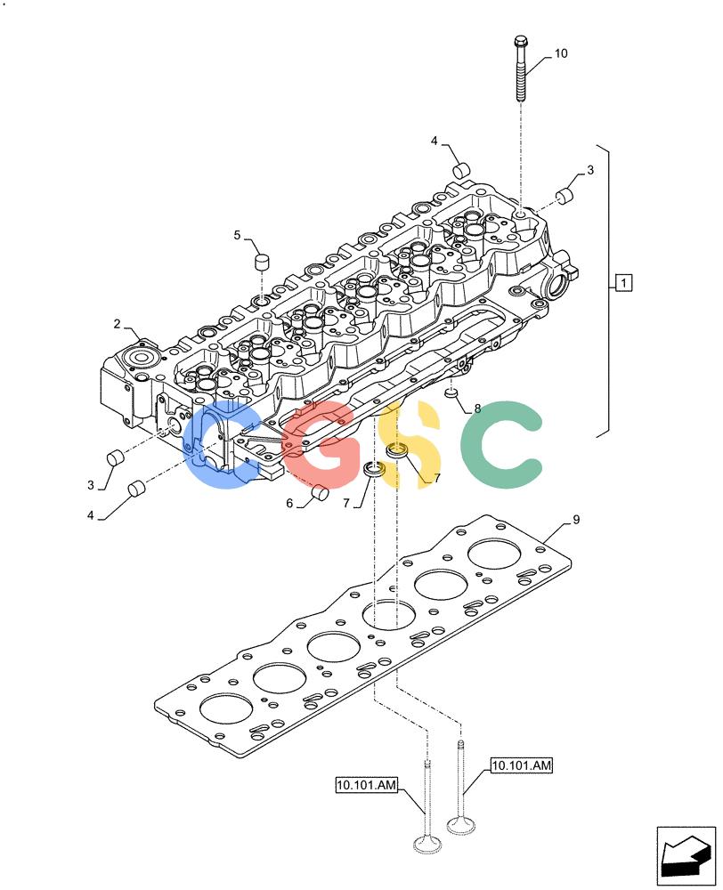 神钢零件查询(F4HFE613C B004) - ENGINE - 5801761363 - 47550882 (10/15-) (10.101.AA) - CYLINDER HEAD Kobelco