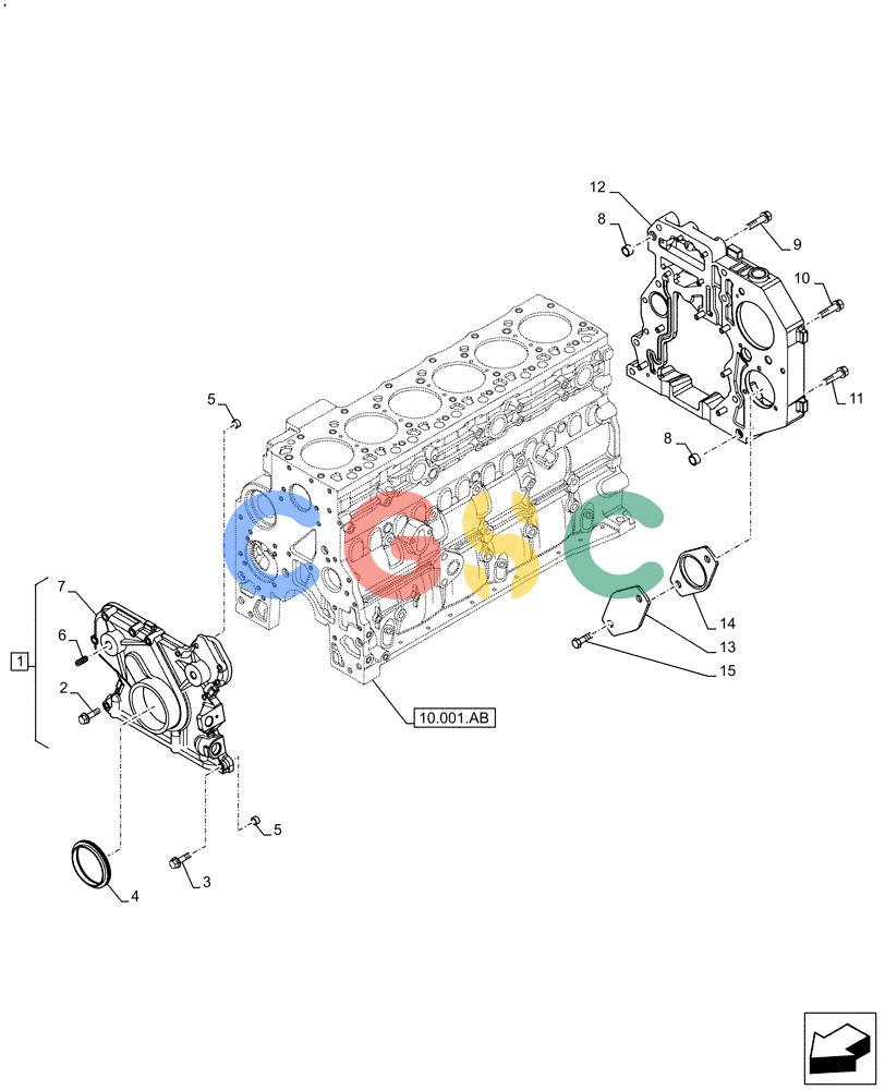 神钢零件查询(F4HFE613C B004) - ENGINE - 5801761363 - 47550882 (10/15-) (10.102.AK) - CRANKCASE, CRANKCASE Kobelco