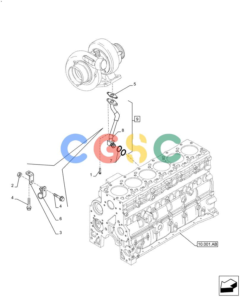 神钢零件查询(F4HFE613C B004) - ENGINE - 5801761363 - 47550882 (10/15-) (10.250.AE) - TURBOCHARGER LINE Kobelco