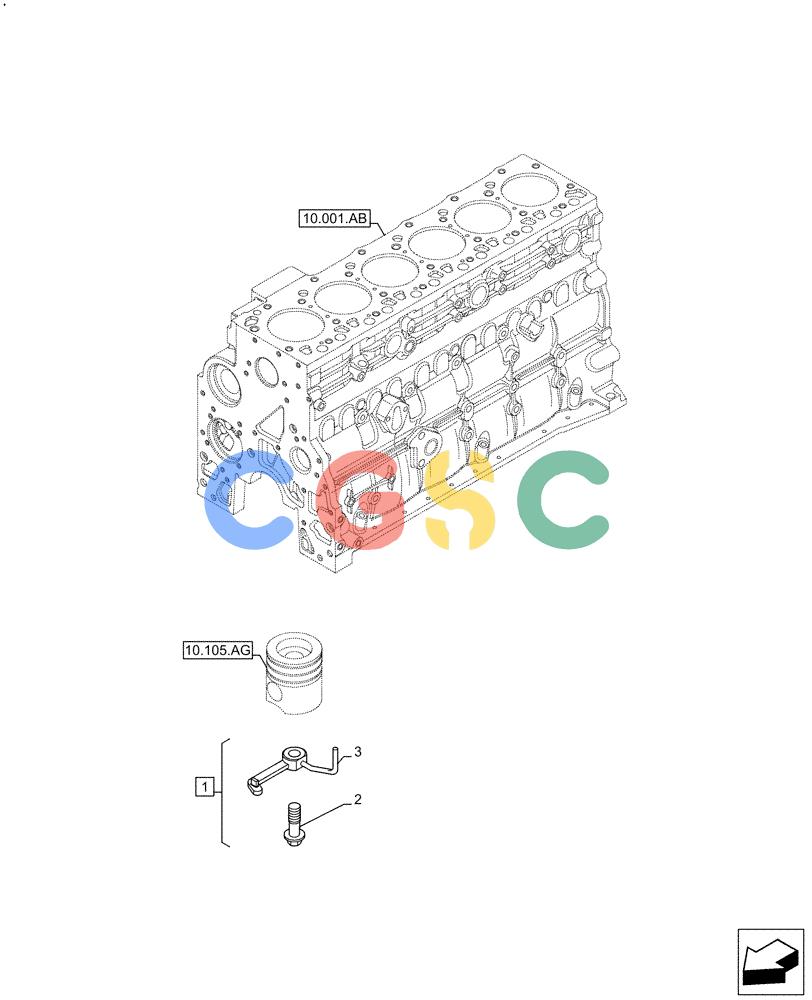 神钢零件查询(F4HFE613C B004) - ENGINE - 5801761363 - 47550882 (10/15-) (10.304.AR) - PISTON COOLING NOZZLE Kobelco