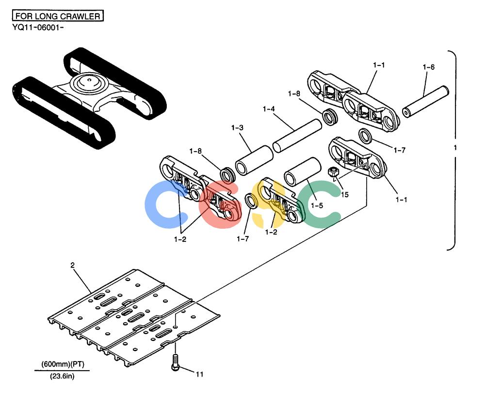 神钢零件查询(200-8) - EXCAVATOR S/N YN11-45001 - (1/06-12/09) (383-01-1) - SHOE ASSY Kobelco