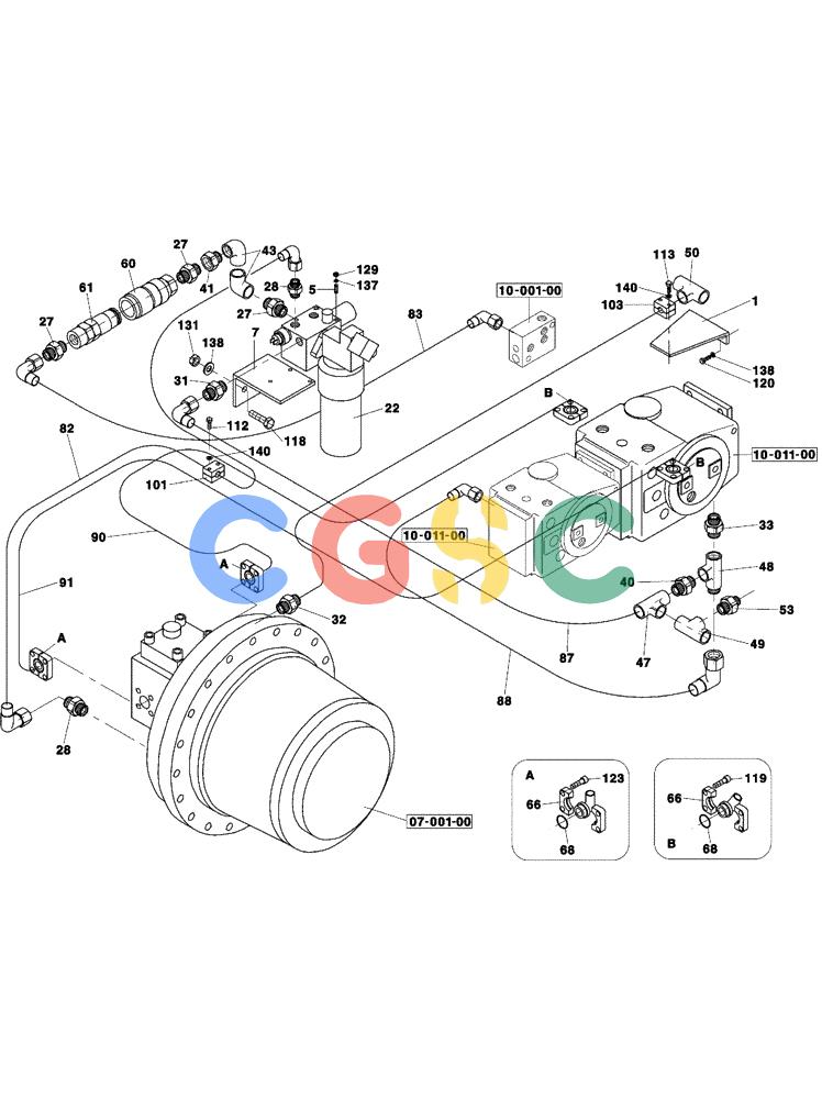 纽荷兰零件查询(CV700) - VIBRATORY ROLLER (9/01-) (10-003-00[01]) - HYDRAULIC CIRCUIT, TRAVEL - DRUM New Holland Constructuion