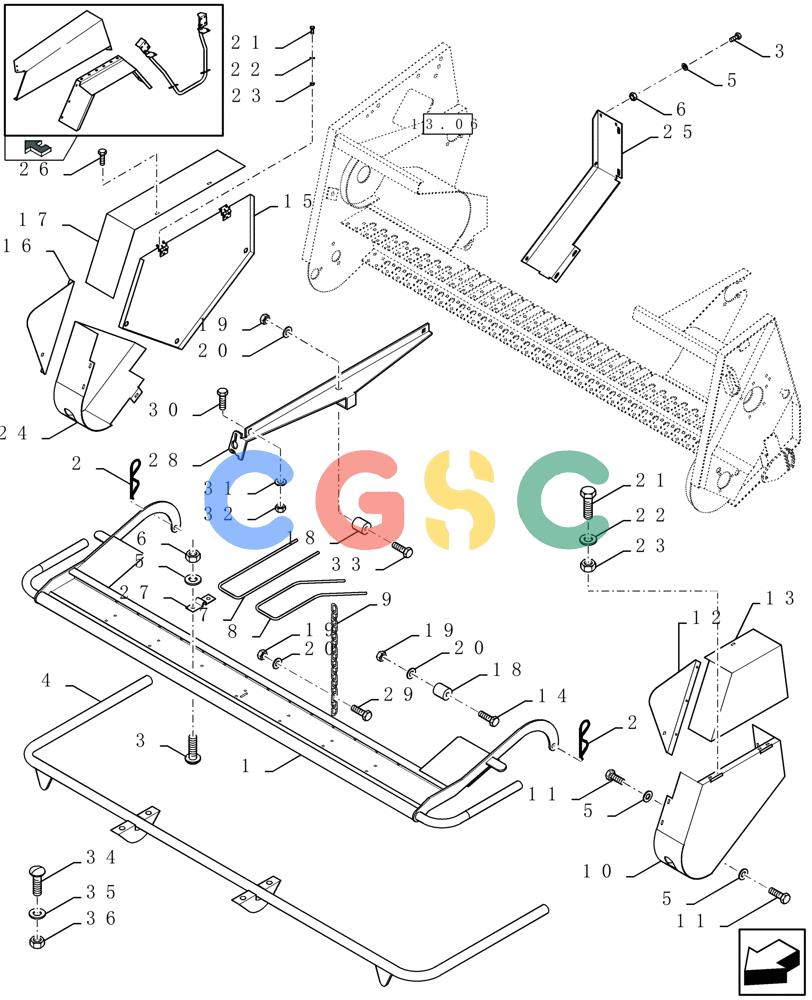 凯斯零件查询(LBX432R) - BIG RECTANGULAR BALER ''ROTOR CUTTER'' (3/03-12/08) (08.003[01]) - PICK-UP PROTECTION Case Agriculture
