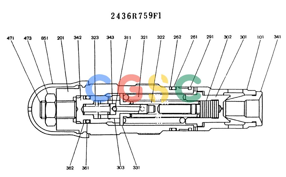 神钢零件查询(K909LC) - MARK II EXCAVATOR ASN LL1488 (1/87-12/03) (11-007) - VALVE ASSY, RELIEF Kobelco