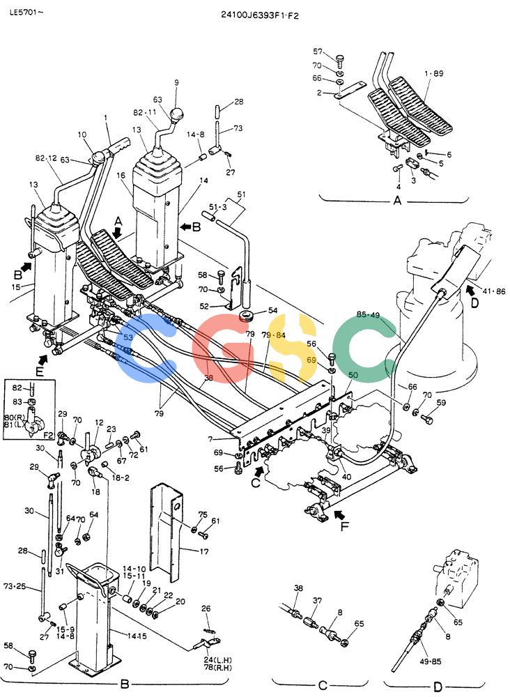 神钢零件查询(K903C) - EXCAVATOR ASN LE5701 (1/87-12/03) (02-001[01]) - CONTROL ASSY, P/N 24100J6393F1, F2 Kobelco