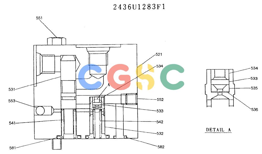 神钢零件查询(K905LC) - MARK II EXCAVATOR ASN YPU00001 (1/87-12/03) (11-011) - VALVE ASSY, REDUCTION, 2436U1283 Kobelco