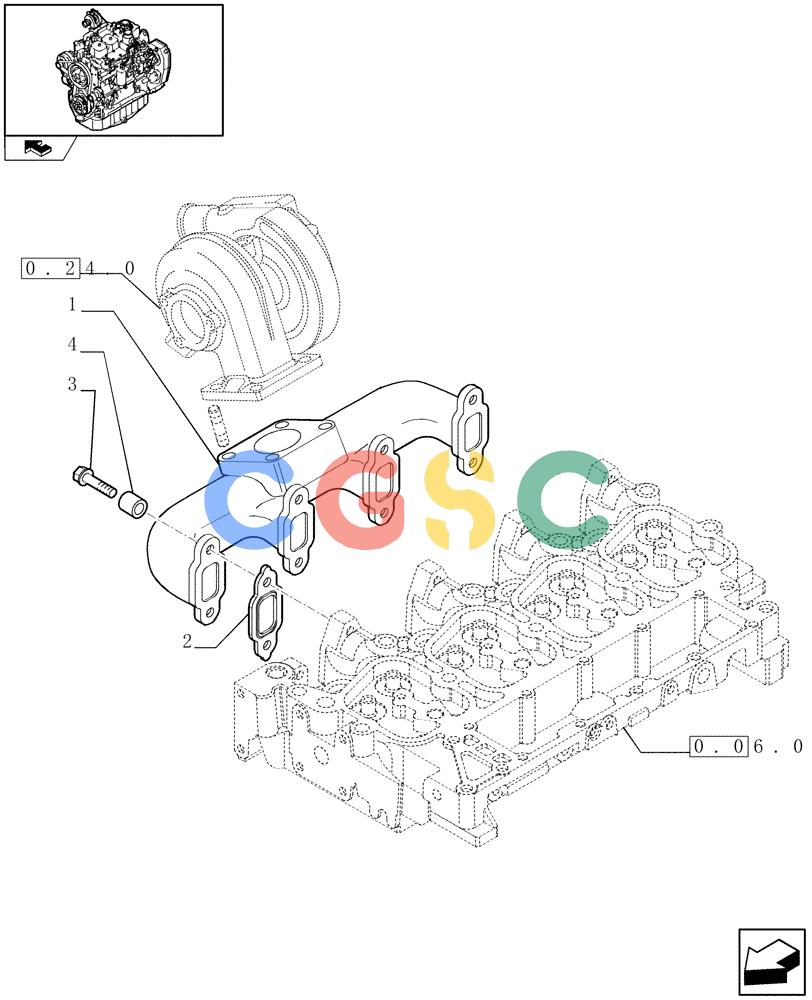 神钢零件查询(F4GE9484A J600) - ENGINE 504120790 - 87052264 (1/07-12/10) (0.07.7) - EXHAUST MANIFOLD (2853094) Kobelco