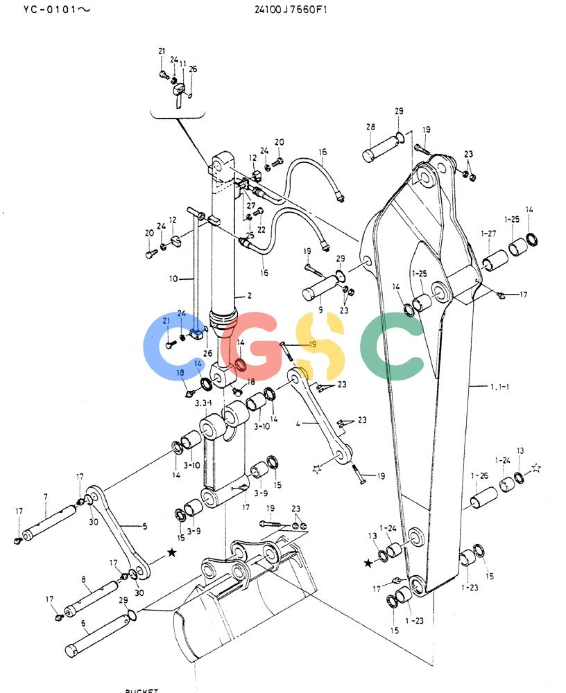 神钢零件查询(MD300LC) - EXCAVATOR BTW YC0101 - YC0300 (1/80-12/06) (07-002) - ARM ASSY Kobelco