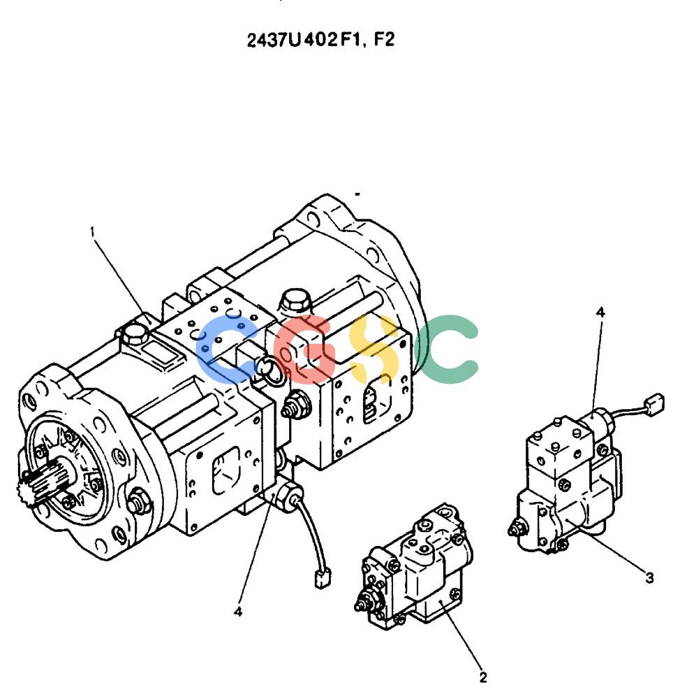 神钢零件查询(MD240C) - EXCAVATOR BTW LLU0301 - LLU0600 (1/80-12/06) (14-002) - PUMP ASSY - 2437U402F1-F2 Kobelco