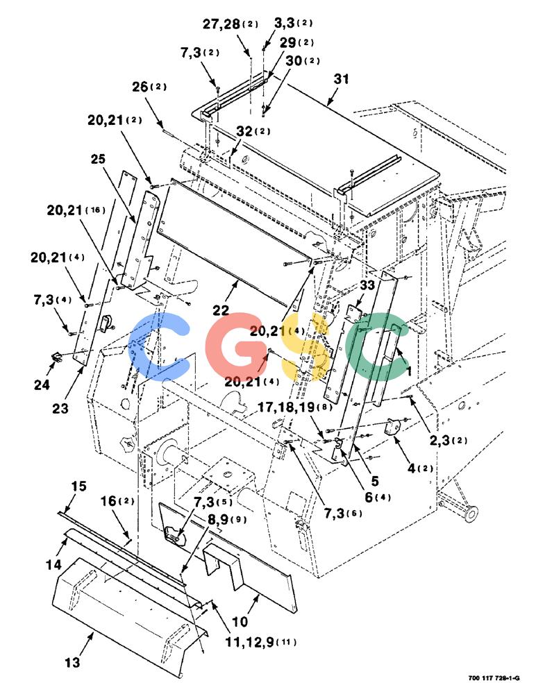 凯斯零件查询(8465) - CASE IH AUTO ROUND BALER (1/91-12/97) (7-10) - SHIELDS ASSEMBLY, UPPER CENTER Case Agriculture