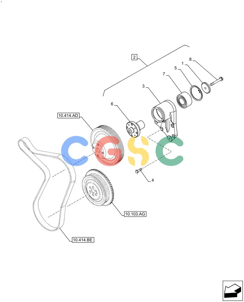 神钢零件查询(F4HFE413E A002) - ENGINE 5801688466 - 84573058 - TIER 4A (4/14-) (10.414.AC) - FAN, SUPPORT Kobelco