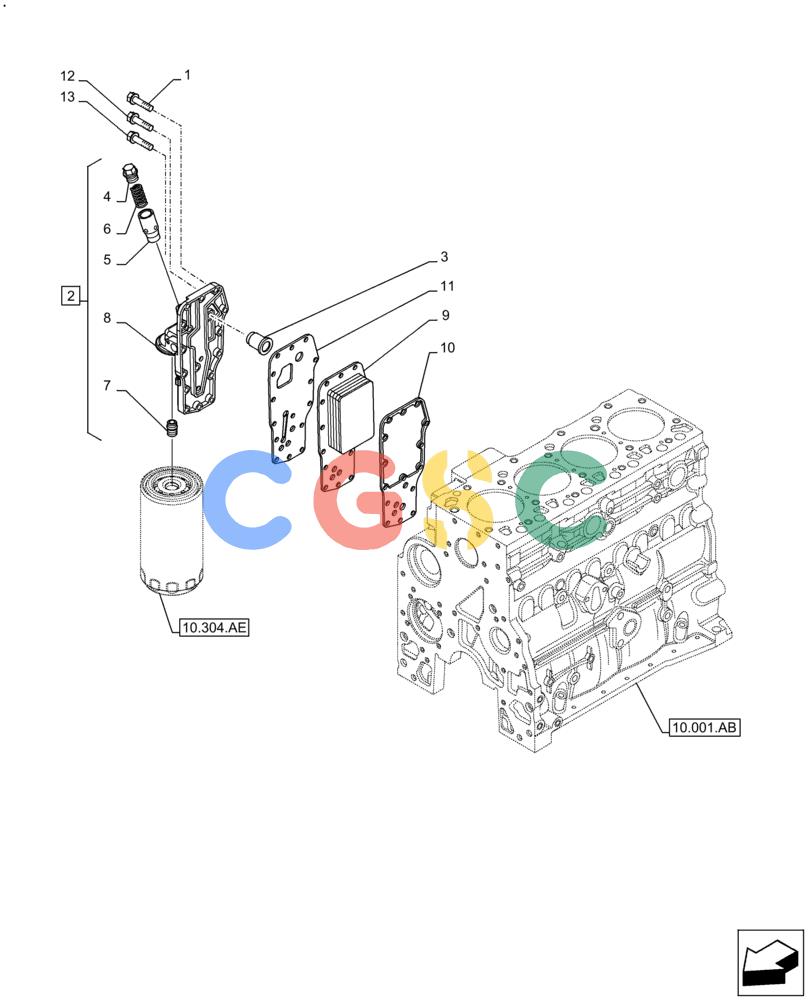 神钢零件查询(F4HFE413E A002) - ENGINE 5801688466 - 84573058 - TIER 4A (4/14-) (10.408.AO) - ENGINE OIL, COOLER Kobelco