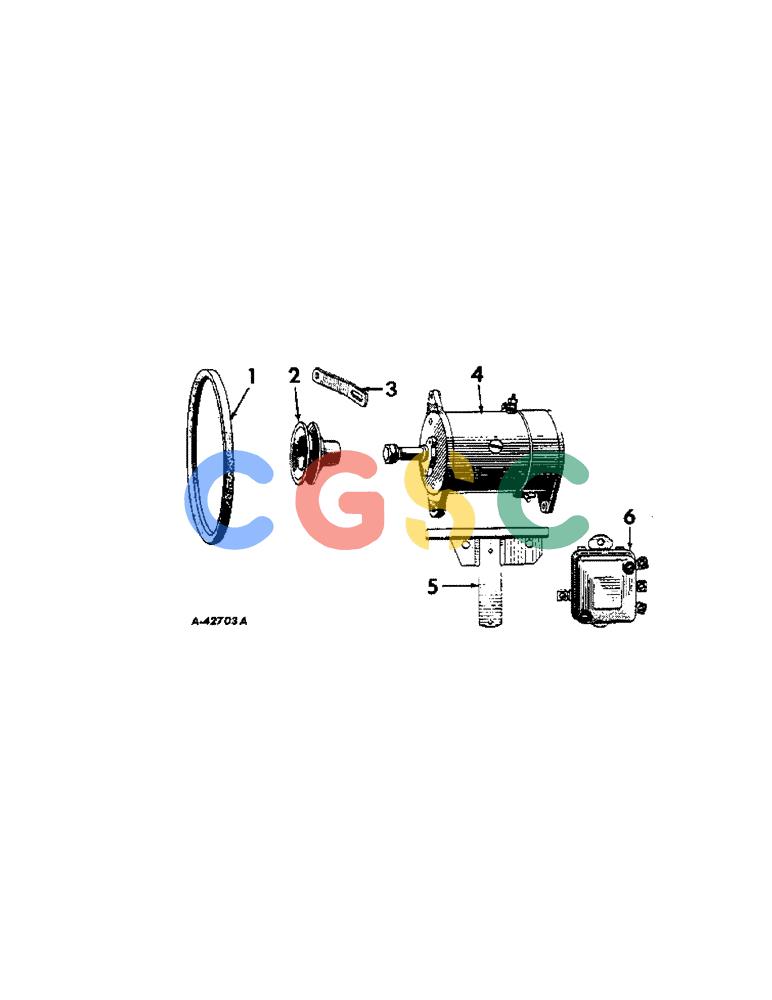 凯斯零件查询(57) - INTERNATIONAL HARVESTER RECTANGULAR BALER (1/57-12/72) (A-67[A]) - GENERATOR AND CONNECTIONS 6 VOLT ELECTRICAL SYSTEM Case Agriculture