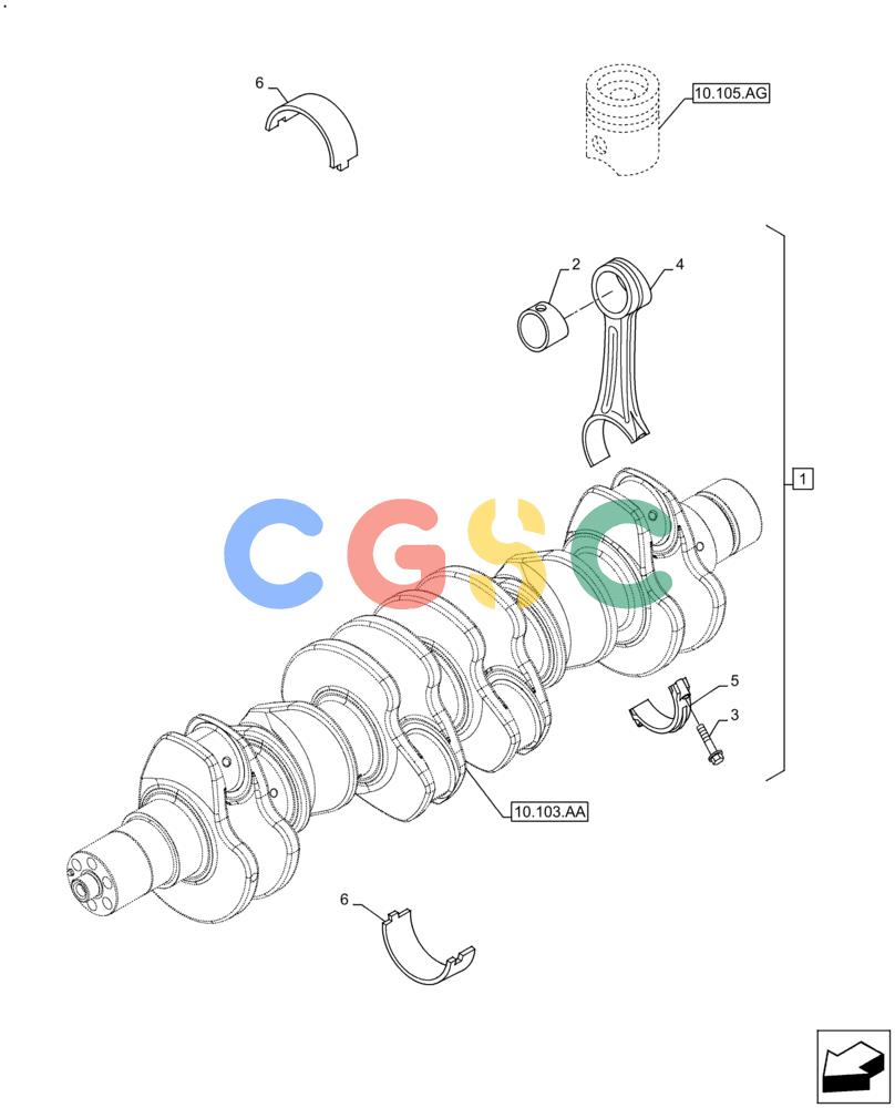 神钢零件查询(F4HFE413E A002) - ENGINE 5801688466 - 84573058 - TIER 4A (4/14-) (10.105.AB) - CONNECTING ROD & PISTON Kobelco