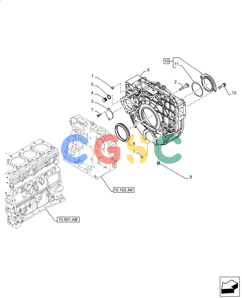 神钢零件查询(F4HFE413C A002) - ENGINE 5801688472 - 47397958 - TIER 4A (4/14-) (10.103.AK) - FLYWHEEL, HOUSING Kobelco
