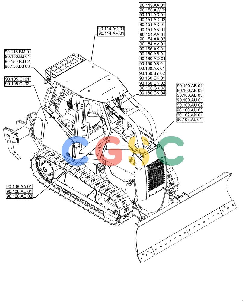 纽荷兰零件查询(D180C XLT) - CRAWLER DOZER - TIER 4A (12/13-) (90.000.00[01]) - PICTORIAL INDEX - PLATFORM, CAB, BODYWORK AND DECALS New Holland Constructuion