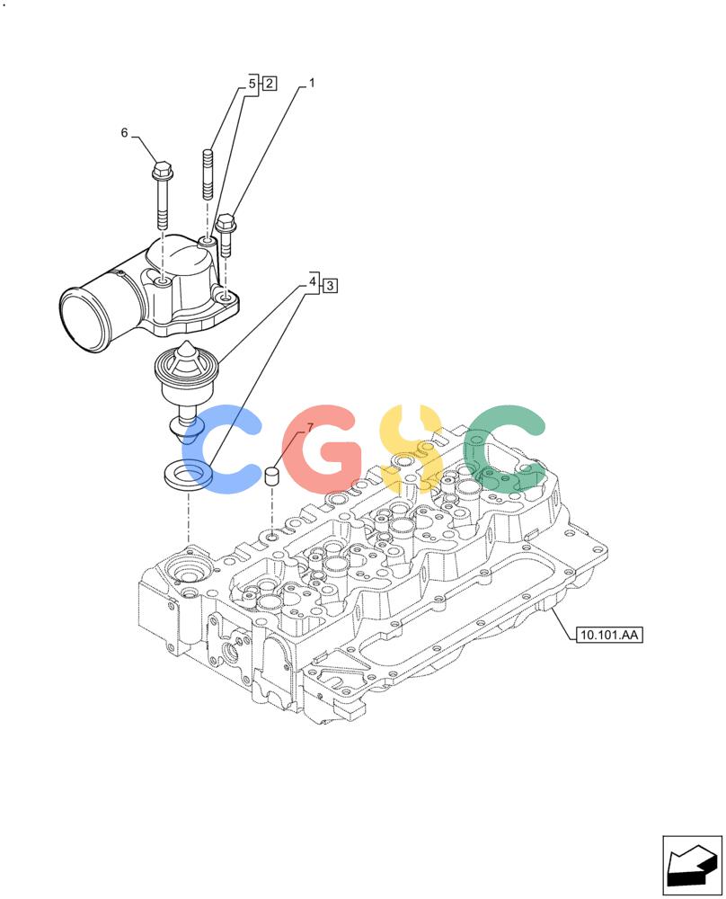 神钢零件查询(F4HFE413C A002) - ENGINE 5801688472 - 47397958 - TIER 4A (4/14-) (10.400.BC) - THERMOSTAT Kobelco