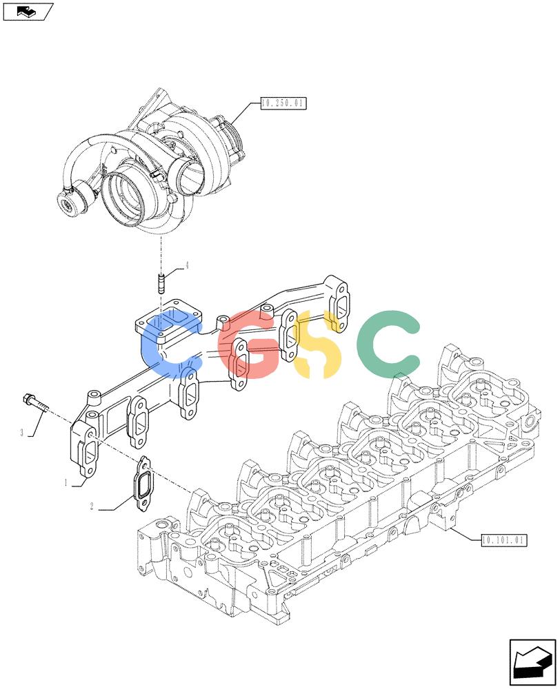 神钢零件查询(F4GE9684F J602) - ENGINE - 504375333 - 84250815 (1/13-) (10.254.05) - EXHAUST MANIFOLD (2852897) Kobelco