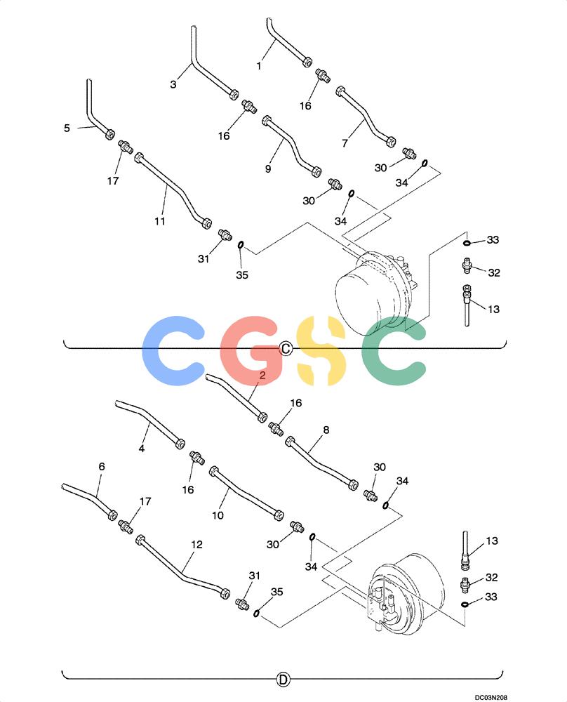 纽荷兰零件查询(E215) - CRAWLER EXCAVATOR (NA) - ASN N6DA21215 (1/06-) (08 -43[00]) - HYDRAULIC LINES - LOWER New Holland Constructuion