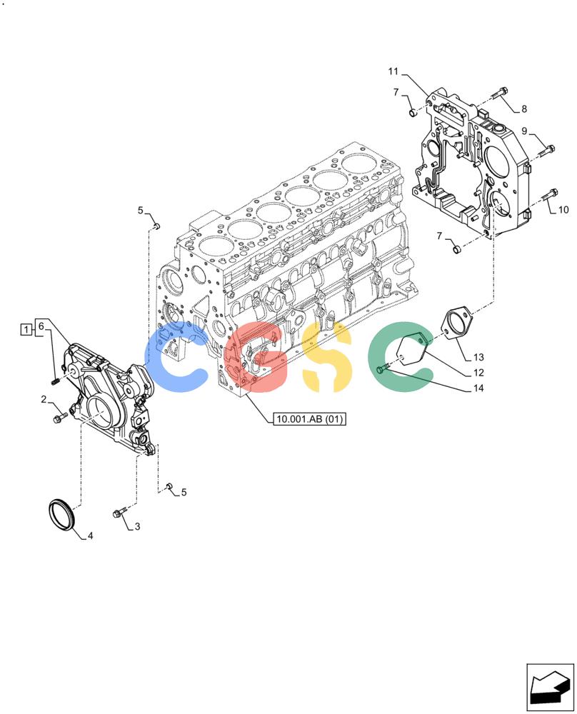 神钢零件查询(F4HFE613B B006) - ENGINE 5801731918 - 47519640 (2/14-) (10.102.AK) - CRANKCASE, COVER Kobelco