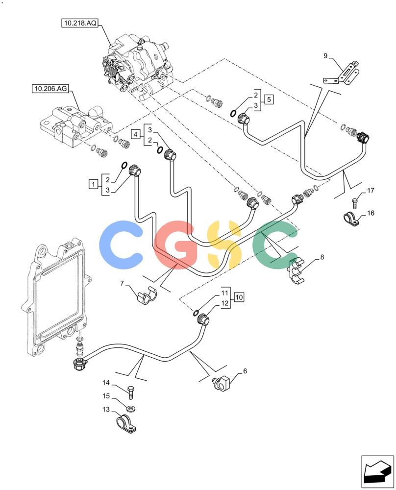 神钢零件查询(F4HFE613K B002) - ENGINE 5801731932 - 47519634 (2/14-) (10.210.AF) - FUEL LINE Kobelco