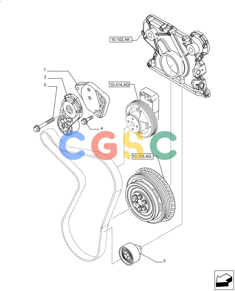 神钢零件查询(F4HFE613B B006) - ENGINE 5801731918 - 47519640 (2/14-) (10.414.AE) - BELT TENSIONER Kobelco