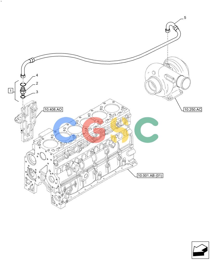 神钢零件查询(F4HFE613B B006) - ENGINE 5801731918 - 47519640 (2/14-) (10.250.AD) - TURBOCHARGER LINE Kobelco