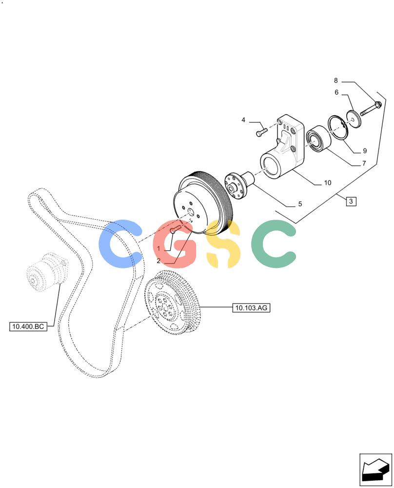 神钢零件查询(F4HFE613K B002) - ENGINE 5801731932 - 47519634 (2/14-) (10.414.AD) - FAN, PULLEY Kobelco