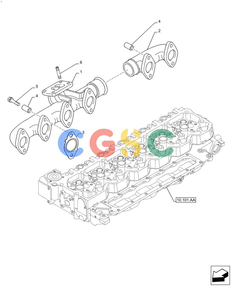 神钢零件查询(F4HFE613J B005) - ENGINE 5801731936 - 47519631 (2/14-) (10.254.AC) - EXHAUST MANIFOLD Kobelco