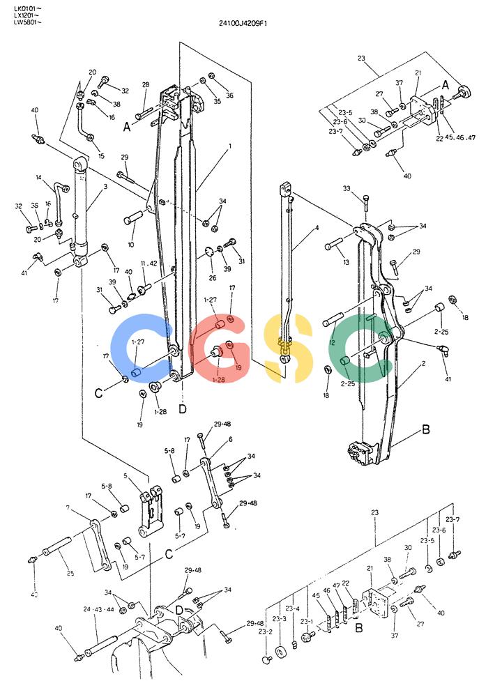 神钢零件查询(K904DL) - EXCAVATOR ASN LX1201 (1/84-12/03) (11-002[02]) - ARM ASSY TELESCOPIC Kobelco
