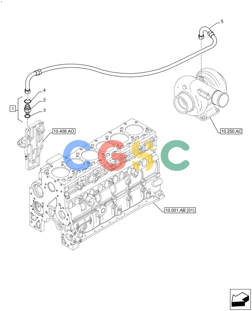 神钢零件查询(F4HFE613J B005) - ENGINE 5801731936 - 47519631 (2/14-) (10.250.AD) - TURBOCHARGER LINE Kobelco