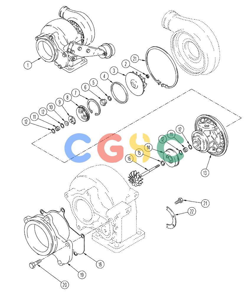 凯斯零件查询(FLX3510) - FLOATER (8/04-8/06) (02-040) - TURBOCHARGER - ASSEMBLY, FLX 3510 Case Agriculture