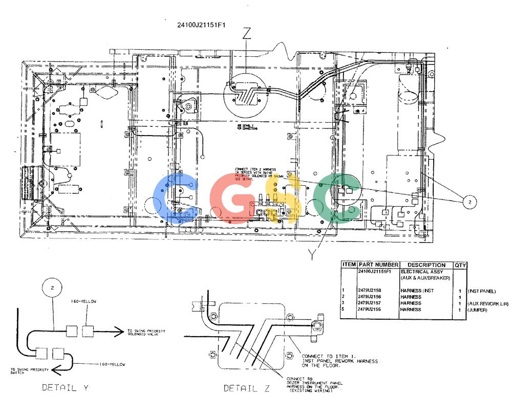 神钢零件查询(ED180) - BLADE RUNNER EXCAVATOR/DOZER ASN YLU0001 (1/99-12/01) (10-001[02]) - ELECTRICAL ASSEMBLY (AUX & AUX/BREAKER) Kobelco