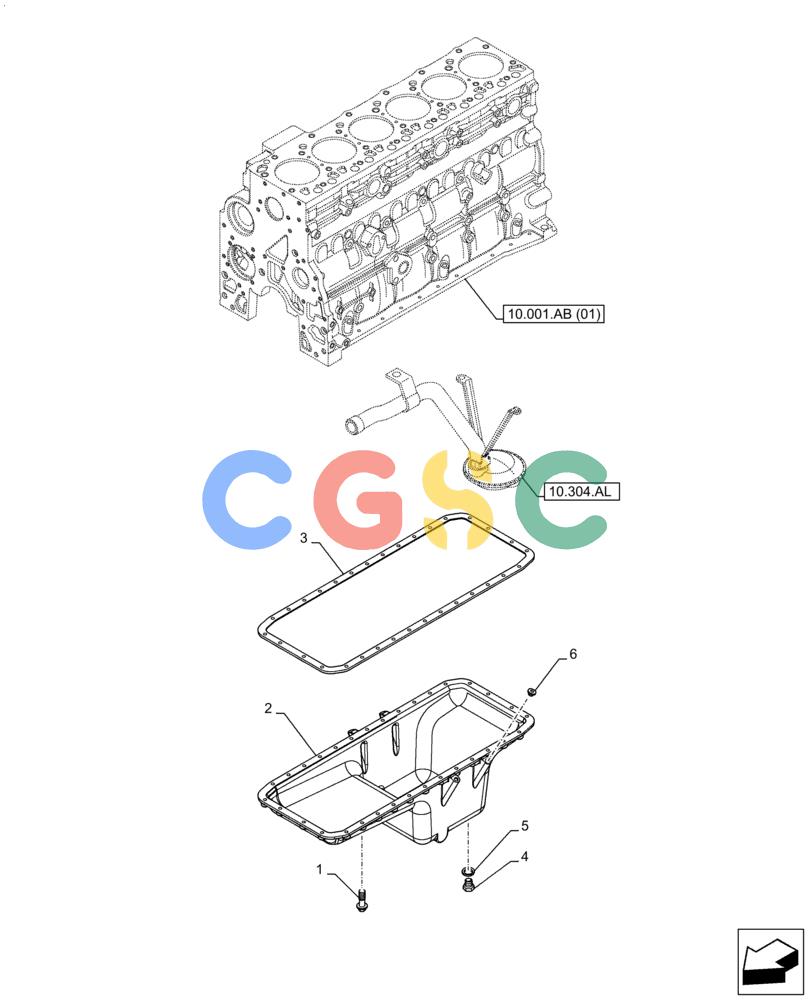 神钢零件查询(F4HFE613T B005) - ENGINE 5801751522 - 47538793 - TIER 4B (1/14-) (10.102.AP) - ENGINE OIL PAN Kobelco