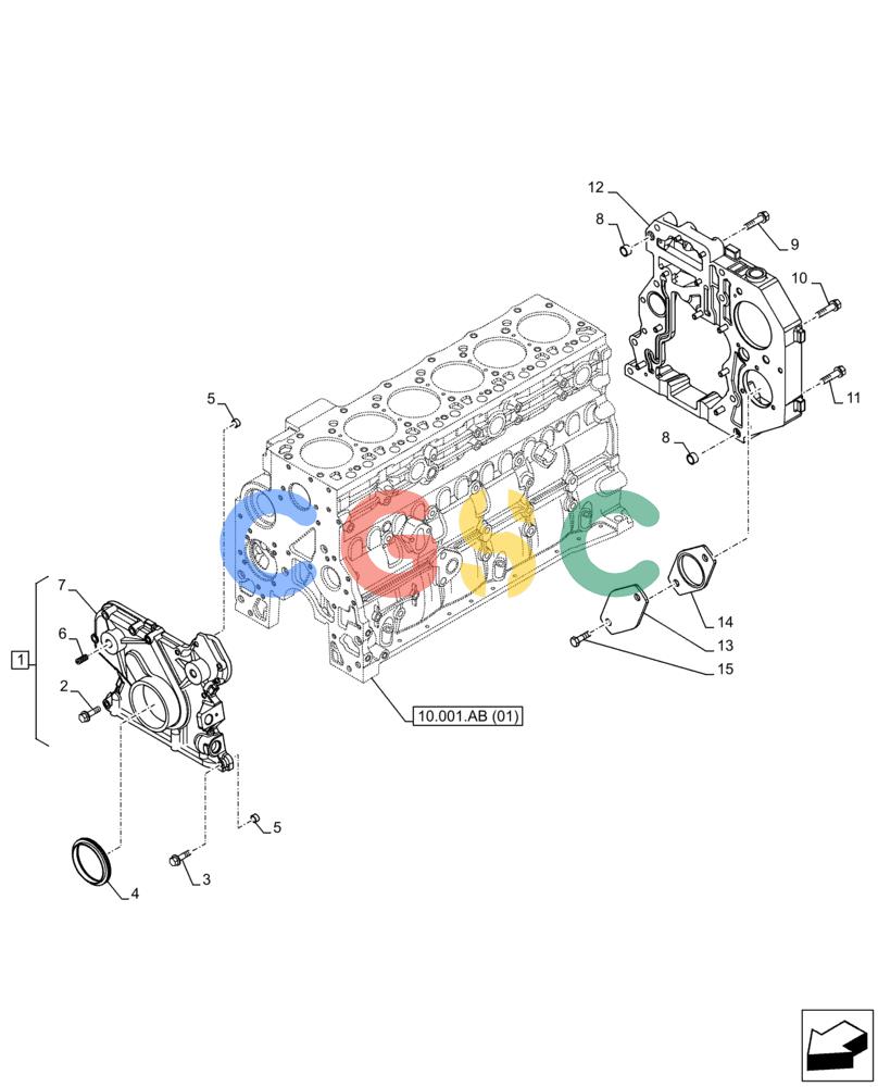 神钢零件查询(F4HFE613T B005) - ENGINE 5801751522 - 47538793 - TIER 4B (1/14-) (10.102.AK) - CRANKCASE, COVER Kobelco