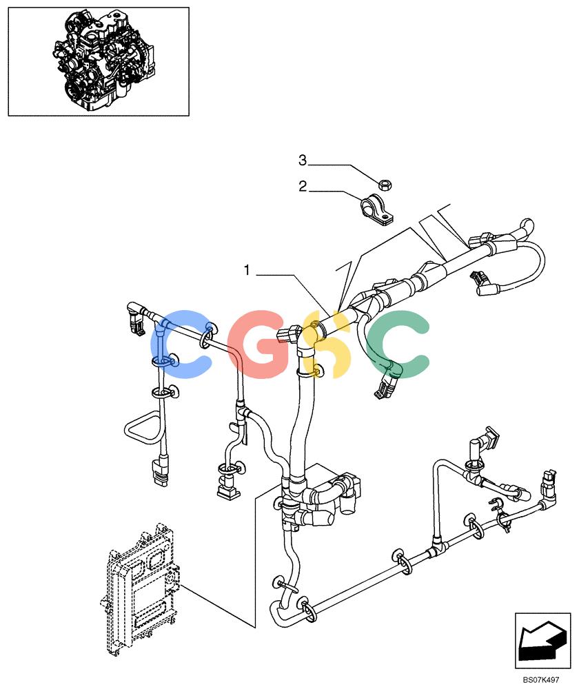 纽荷兰零件查询(D95B) - CRAWLER DOZER TIER 3 (3/08-) (03-10) - FUEL INJECTION SYSTEM - HARNESS, ENGINE New Holland Constructuion
