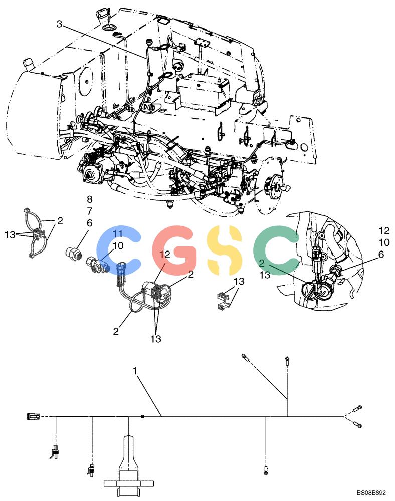 纽荷兰零件查询(D95B) - CRAWLER DOZER TIER 3 (3/08-) (04-11) - HARNESS, REAR WIRE HARNESS New Holland Constructuion
