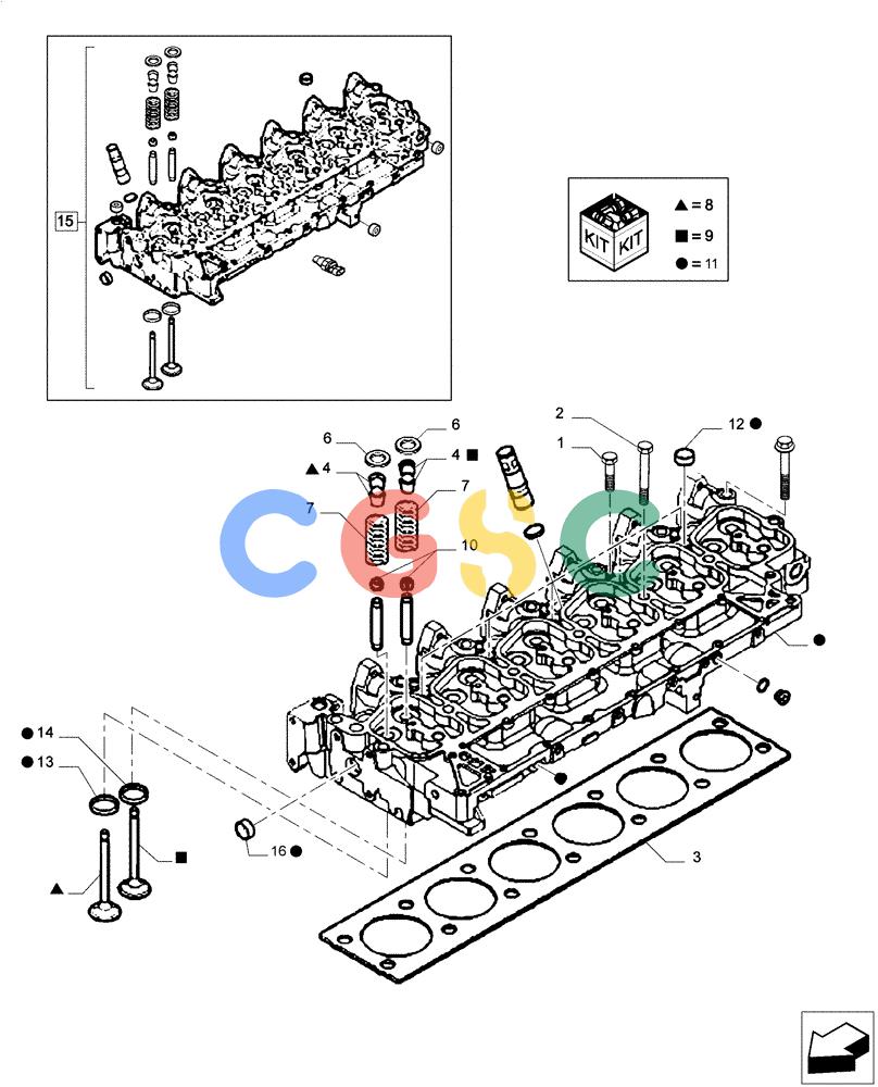 神钢零件查询(F4GE9684E J615) - ENGINE 5801763602 - 47613194 (8/14-) (10.101.AA) - CYLINDER HEAD & RELATED PARTS, Kobelco